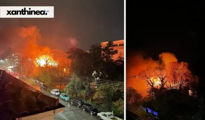 Μεγάλη-φωτιά-σε-εγκαταλελειμμένο-κτίριο-στην-Ξάνθη